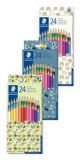 Színes ceruza készlet, hatszögletű, vegyes mintájú csomagolás, STAEDTLER 175, 24 különböző szín (TS175PMCD24)