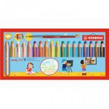 Színes ceruza készlet, kerek, vastag, STABILO "Woody 3 in 1", 18 különböző szín+ [12 db]