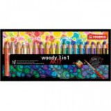 Színes ceruza készlet, kerek, vastag, STABILO "Woody ARTY 3 in 1", 18 különböző szín [18 db]