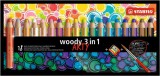 Színes ceruza készlet, kerek, vastag, STABILO Woody ARTY 3 in 1, 18 különböző szín (TST880181)