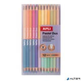 Színes ceruza készlet, kétvégű, háromszögletű, APLI "Pastel Duo", 24 különböző pasztel szín