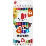 Színes ceruza készlet, kétvégű, háromszögletű, ICO Süni, 24 különböző szín (TICSUKK12)
