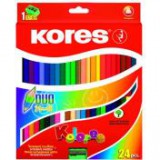 Színes ceruza készlet, kétvégű, háromszögletű, KORES "Duo", 24 különböző szín [24 db]