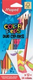 Színes ceruza készlet, kétvégű, háromszögletű, MAPED 'Color'Peps Duo', 24 különböző szín