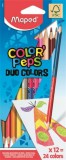 Színes ceruza készlet, kétvégű, háromszögletű, MAPED Color&#039;Peps Duo, 24 különböző szín (IMA829600)