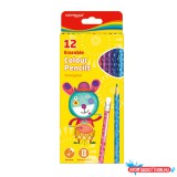 Színes ceruza készlet radíros, háromszögletû Keyroad Erasable 12 különféle szín