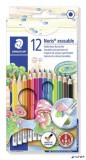 Színes ceruza készlet radírral, hatszögletű, STAEDTLER 'Noris Club', 12 különböző szín