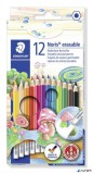 Színes ceruza készlet radírral, hatszögletű, STAEDTLER &#039;Noris Club&#039;, 12 különböző szín