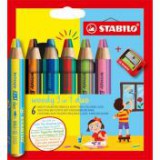 Színes ceruza készlet, STABILO "Woody 3 in 1 duo", 6 dupla vegyes szín [6 db]