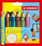 Színes ceruza készlet, STABILO Woody 3 in 1 duo, 6 dupla vegyes szín (TST88262)