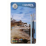 Színes ceruza LYRA Graduate Aquarell hatszögletû fémdoboz 12 darabos