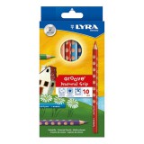 Színes ceruza LYRA Groove háromszögletû vastag 10 darabos