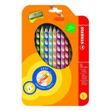 Színes ceruza STABILO Easycolors háromszögletû balkezes 12 darabos