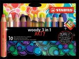 Színes ceruza STABILO Woody 3in1 hengeres vastag 10 darabos+hegyezõ