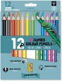 Színes ceruzakészlet 12 db-os, hegyezővel, Ars Una, háromszög test, jumbo