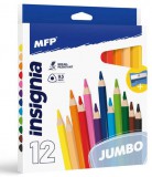 Színes ceruzakészlet 12 db-os, hegyezővel, háromszög test, JUMBO, MFP