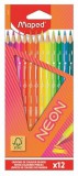 Színes ceruzakészlet 12 db-os, Maped Neon, háromszög test