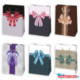Színes Elegant Bow papír ajándéktasak, ajándékzacskó 23x32x11 cm