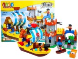 Színes Építő Kockák-PIRATES Kalózhajó-Figurák-Erődítmény-Hang és Fényeffektek-162db-os-Kompatibilis más márkával