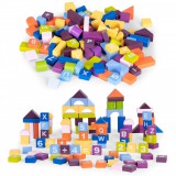 Színes faépítő kockák gyerekeknek 108db - Kreatív játék, oktatás, építészet, szórakozás, gyermekfejlesztés