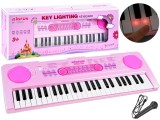 Szintetizátor Háttér-világítású Billentyűzettel-Mikrofon-USB Töltő-100 db Háttérzene-Felvétel-Lejátszás-Mini-Jack Bemenet-Rózsaszín
