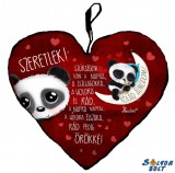 Szív alakú párna, rólad álmodom, panda maci