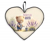 Szív alakú párna, Szeretlek Anya, maci és levendula