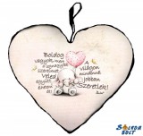 Szív alakú párna, szeretlek, kis elefánt szívvel