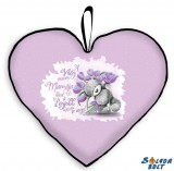 Szív alakú párna, tulipánok lila, mama