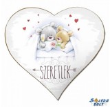 Szív hűtőmágnes, macik, szeretlek, szerelmes ajándék