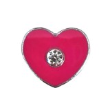 Szív strasszkővel Charm, névre szóló karkötőhöz- Sötét rózsaszín