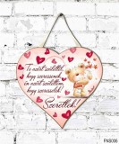 Szív tábla falra, maci és szívek, Te azért születtél, hogy szeressenek, szerelmes ajándék