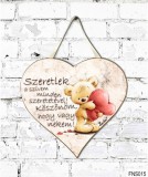 Szív tábla falra, Maci szívvel, Szeretlek a szívem minden szeretetével, szerelmes ajándék