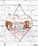 Szív tábla falra, macik, Szeretlek ma, holnap és mindörökké, szerelmes ajándék