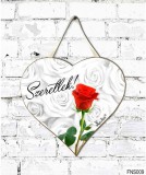 Szív tábla falra, piros rózsa, szeretlek, szerelmes ajándék