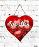 Szív tábla falra, piros szívek, szeretlek, szerelmes ajándék