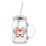 SZÍV TULIPÁN BEFŐTTES ÜVEG POHÁR SZÍVÓSZÁLLAL