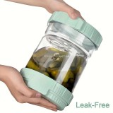 Szivárgásmentes Savanyúság Tartó Villaval - Nagy Kapacitású, Könnyen Tisztítható ABS Élelmiszertároló Edény Savanyúságokhoz