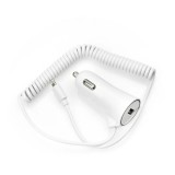 Szivartöltő, autós töltő, USB port + iPhone 8pin, lightning töltőkábel, 3A, fehér, Bluestar