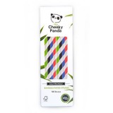 Szívószál, bambusz, egyenes, lebomló, bambusz, 100 db, CHEEKY PANDA, vegyes színek