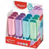 Szövegkiemelő display, 1-5 mm, MAPED "Glitter Fluo Peps", vegyes pasztell színek [12 db]