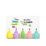 Szövegkiemelő készlet, 1-5 mm, FLEXOFFICE Flexliner, vegyes pasztell színek (FOHL00912)