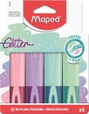 Szövegkiemelő készlet, 1-5 mm, MAPED Glitter Fluo Peps, vegyes pasztell színek (IMA742046)