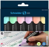 Szövegkiemelő készlet, 1-5 mm, SCHNEIDER "Job Pastel", 6 különböző pasztell szín