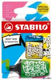 Szövegkiemelő készlet, 2-5 mm, STABILO, "Boss Mini Snooze One", 3 különböző szín
