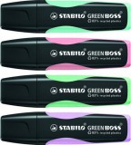Szövegkiemelő készlet, 2-5 mm, STABILO Green Boss Pastel, 4 különböző szín (TST607042)