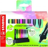 Szövegkiemelő készlet, 2-5 mm, STABILO "Green Boss Pastel", 8 db-os asztali készlet
