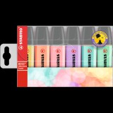 Szövegkiemelõ készlet 2-5mm, vágott hegyû STABILO Boss original Pastel, 6 klf. szín