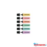 Szövegkiemelõ készlet 2-5mm, vágott hegyû STABILO Boss original Pastel, 6 klf. szín