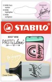 Szövegkiemelő készlet, STABILO, Boss Mini Pastellove, 3 különböző szín (TST070349)